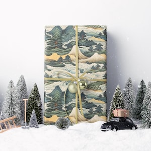 Japanse kunst inpakpapier Washi-stijl cadeaupapier minimalistisch Seigaiha-patroon elegante, Japan geïnspireerde verpakking voor vakantiecadeaus #1 afbeelding 4