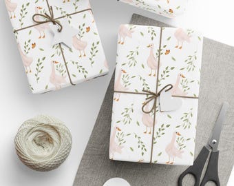 Goose Wrapping Paper, Cottagecore Farm Animal Gift Wrap