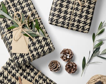 Broderad hundtandsmönster Presentpapper Lyxigt presentpapper med gamla pengar för jul i vintagestil #12