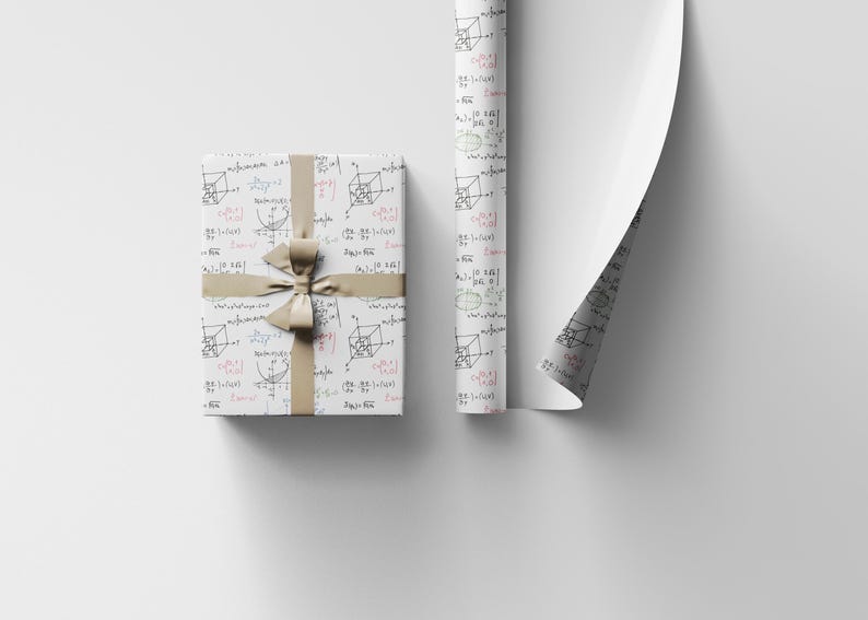 Geeky Math Wrapping Paper Science Gift Wrap with Formula Design Nerd Aesthetic for Graduation Teacher or Student Gift Packaging #3 image 3