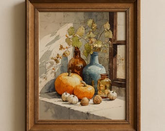 Quadro decorativo de abóbora para imprimir - Impressão rústica de abóbora, estampa de outono para decoração de Ação de Graças, arte de parede para cozinha no Halloween, colheita de outono 46