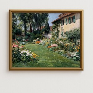 Flores de jardim para imprimir na primavera - Arte paisagística rústica, decoração de primavera charmosa, cenário floral vintage, arte de parede digital 185