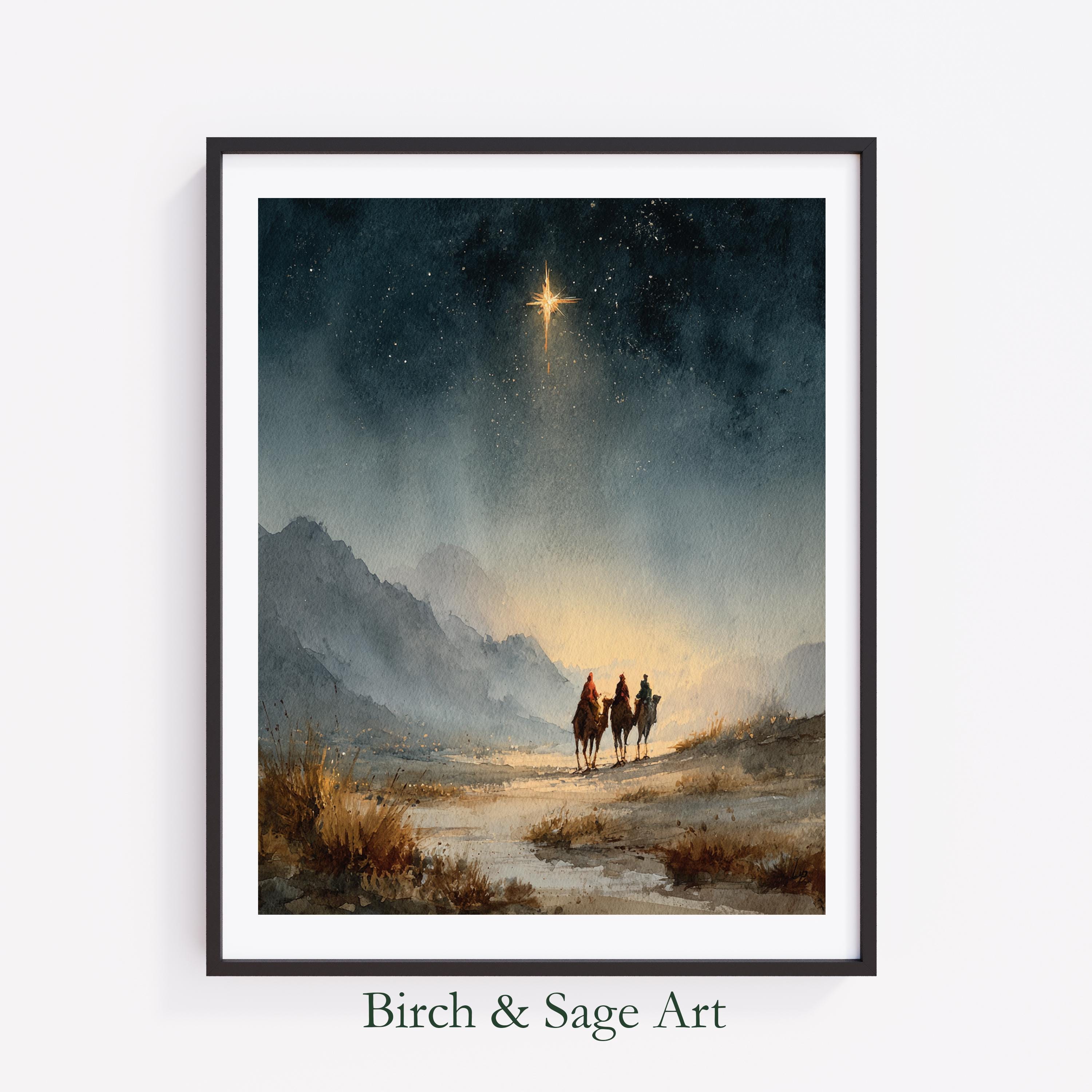 Three Wise Men Christian Wall Art Printable - Star of Bethlehem ...