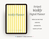 Striped Weekly Digital Planner, Undated, Weekly Templates, iPad Planner, Goodnotes, Yellow, Pink, Blue, Green, Minimalist, WO1P