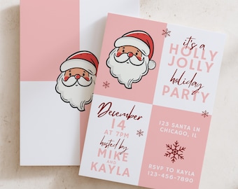 Santa Christmas Party Invitation Template | Editable Canva (Digital Download)