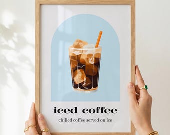 Iced Coffee Print: Modern Kitchen Wall Art (Digital Download)