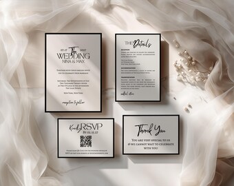 Minimalist Wedding Invitation Suite: Elegant Canva Template (Digital Download)