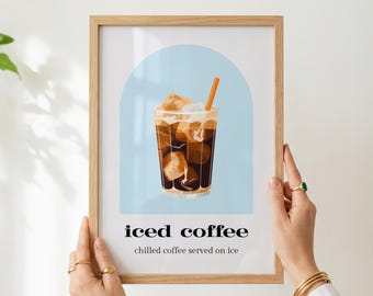 Iced Coffee Print: Modern Kitchen Wall Art (Digital Download)
