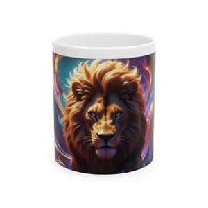 Majestic Lion Ceramic Mug - Perfect for Animal Lovers, Gifts for Him/Her, Home Office Decor, Unique Coffee Cup, Inspirational Mug