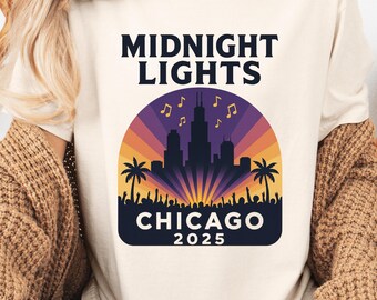 Midnight Lights Chicago 2025 Concert Tee , Comfort Colors T-Shirt , Skyline Music Festival Graphic , Summer Night Vibes Shirt