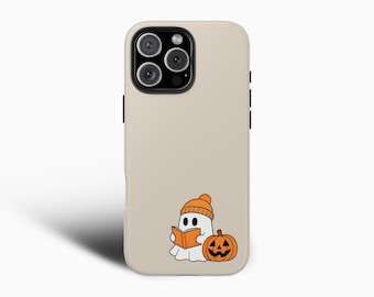 Minimalist Book Ghost Halloween Phone Case For iPhone 16 Pro Max 15 14 13 12 11 Plus, Samsung S24 S23 S22 S21, Reader Phone Case