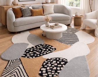 Hand Tufted New Zealand Wool Rug: 5x7 LUMIN Design, 4500 GSM