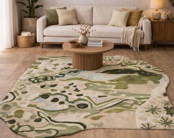 Hand-Tufted New Zealand Wool Rug: "BIOTERRAIN" Organic Designer Carpet