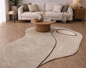 Hand-Tufted New Zealand Wool Rug – Dune Design, 5x7 ft