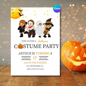 Editable Spooktacular Halloween Costume Party Invitation: Kids Birthday (Instant Download)