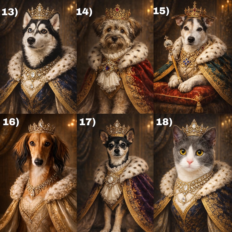 Choose Your Royal Pet Portrait , Custom Dog & Cat Renaissance Art From ...