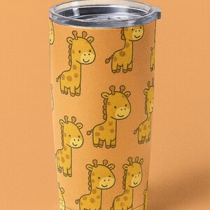 Giraffe Tumbler Wrap PNG , Safari Animal Design , 20oz Cute Jungle Cup Art