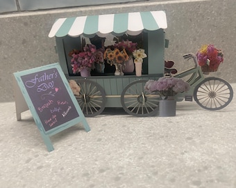 Cartão de Dia dos Pais com Carrinho de Flores 3D Pop-Up para Mãe, Avó, Irmã, Jardineira, Aniversário