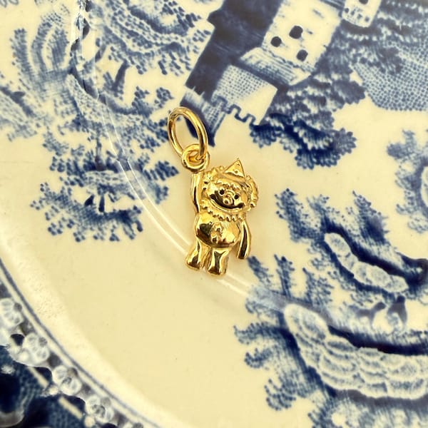 Pingente de palhaço de ouro maciço 14k com dupla face