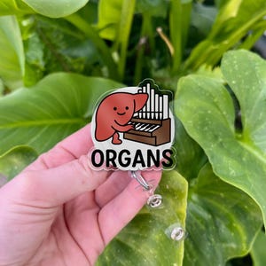 Funny Organs Badge Reel - Cute Anatomical Organ ID Holder, Medical Humor Work Badge Clip, Gift for Nurses, Doctors & Medical Students
