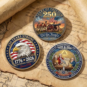 Set of 3 USA Semiquincentennial Patriotic Acrylic Pin: 1776-2026 Eagle, We The People, 250th Anniversary