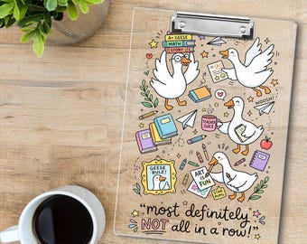 Funny Teacher Clipboard, Goose Classroom Organizer, Personalized School Accessory