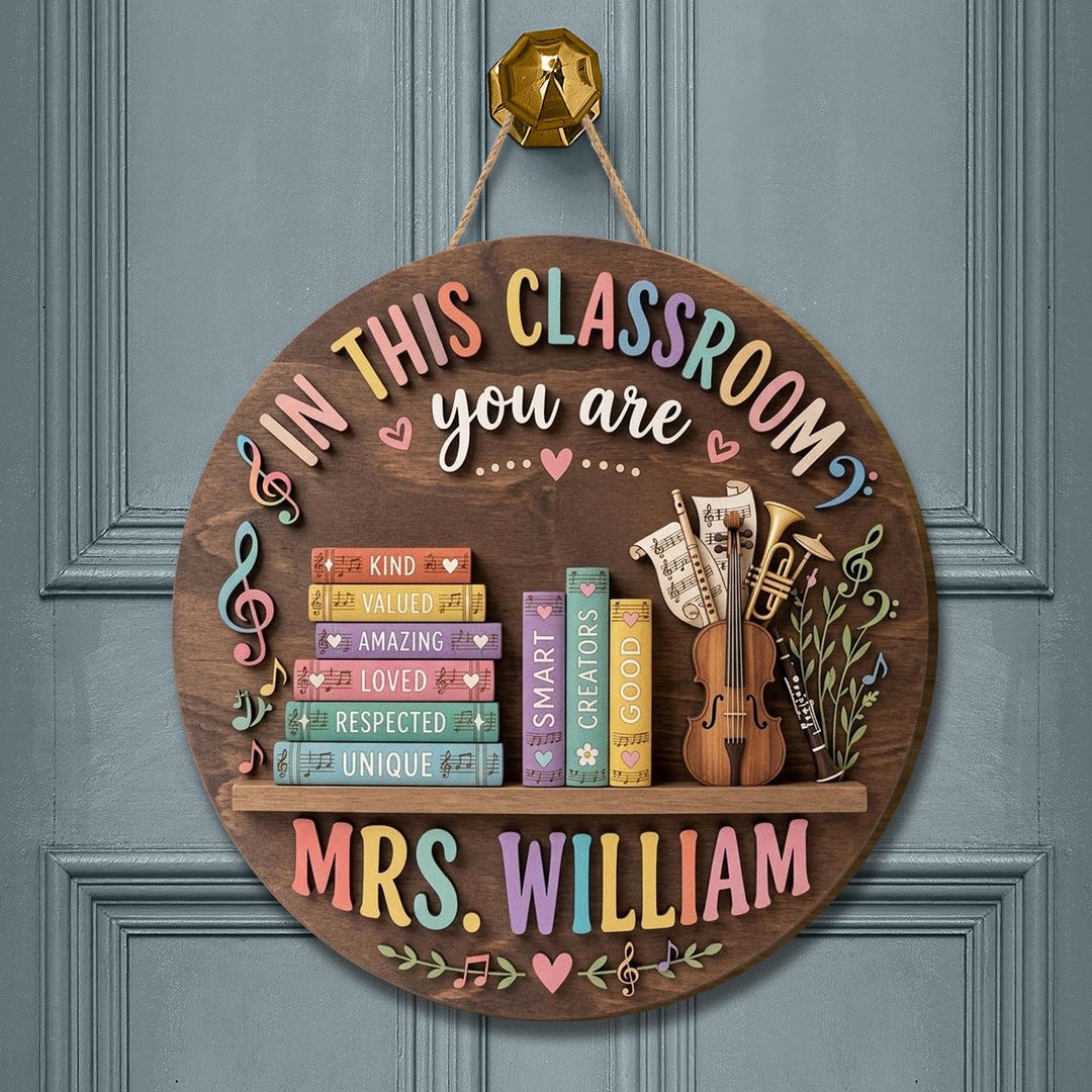 Personalized Wooden Sign: Custom Teacher Plaque Music Classroom Door ...
