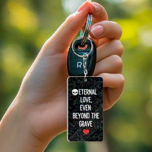 Halloween Couple Keychain Set - Spooky Love Quote Keychains, Gothic Romantic Gift, Witchy Halloween Accessories