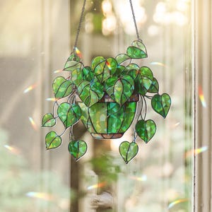Atrapasol de filodendro de hoja de corazón: decoración holográfica para ventanas