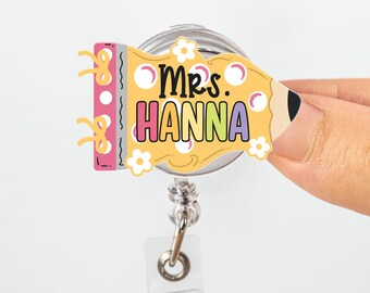 Porta badge personalizzato per insegnanti: porta badge personalizzato con nome e matita