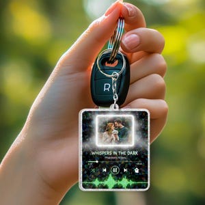 Custom Music Player Keychain - Personalized Song Keyring with Photo & Names, Spotify-Inspired Couple Gift, Anniversary Keepsake