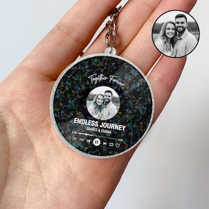 Custom Song Keychain with Photo: Personalized Acrylic Music Keyring