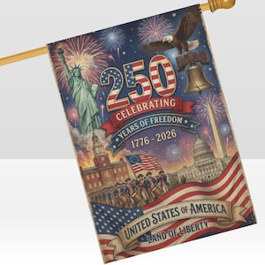 28 × 40 inches USA 250th Anniversary House Flag: 1776-2026 Patriotic Semiquincentennial Decor