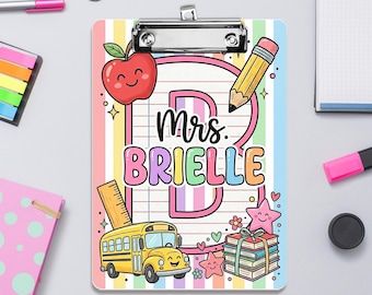 Custom Teacher Clipboard: Pastel School Supplies Back to School Gift