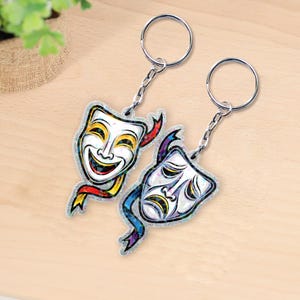 Theater Masks Keychain - Comedy Tragedy Drama Gift - Actor Actress Theatre Accessory - Performing Arts Keepsake - Drama Student Gift