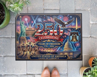 America 250th Anniversary Doormat: Patriotic USA Welcome Mat, 1776–2026 Freedom Celebration Outdoor Decor