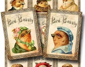 Victorian Bird Beauty Digital Collage Sheet Instant Download Paper Crafts Card Decoupage Original Whimsical Altered Art by GalleryCat CS67