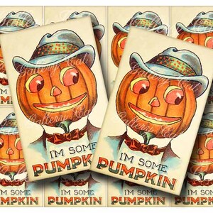 Vintage Halloween JOL Pumpkin Digital Collage Sheet Instant Download for Hang Tags Scrapbooking Cards Ornament Crafts by GalleryCat CS180 image 1