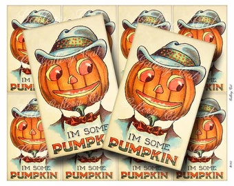 Vintage Halloween JOL Pumpkin Digital Collage Sheet Instant Download for Hang Tags Scrapbooking Cards Ornament Crafts by GalleryCat CS180