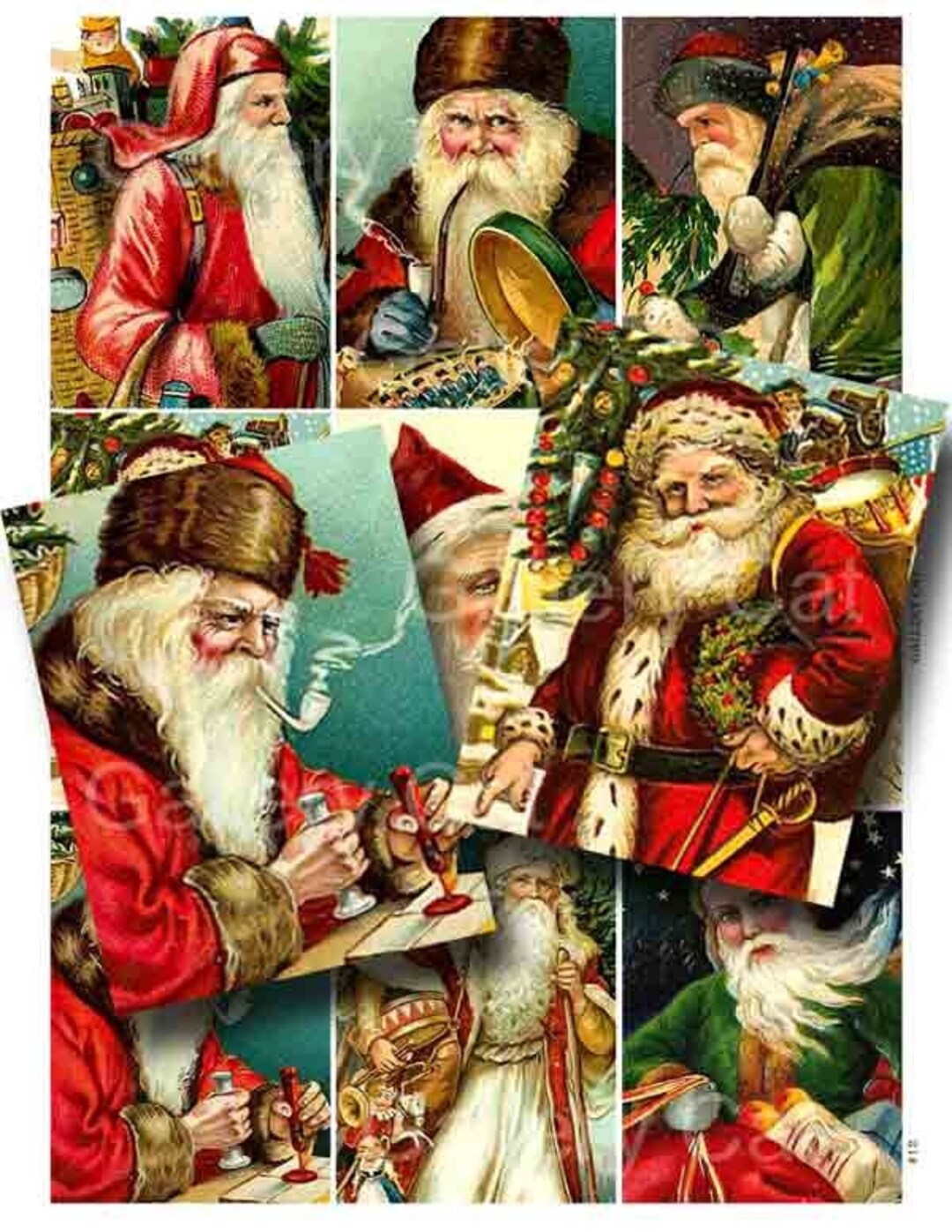 Victorian Father Christmas Digital Collage Sheet Instant Download for ...