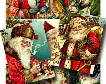 Victorian Father Christmas Digital Collage Sheet Instant Download for Paper Crafts Cards Original Whimsical Altered Art by GalleryCat CS12