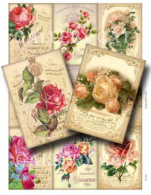 FADED ROSES Digital Collage Sheet Instant Download for Scrapbook Pape…