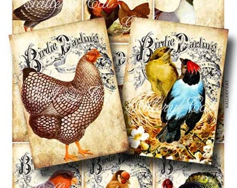 Vintage Birds on Old Song Book Digital Collage Sheet Print It Yourself Paper Crafts Instant Download Gallery Cat CS7