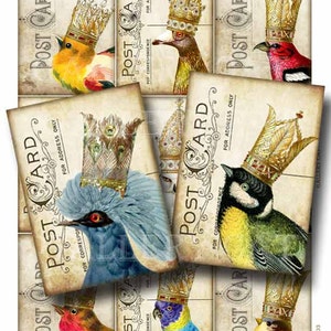 YOUR MAJESTY Digital Collage Sheet Instant Download for Paper Crafts Cards Tags Decoupage Original Whimsical Altered Art by GalleryCat CS103