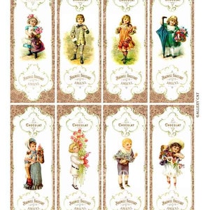 Victorian Children Digital Collage Sheet Instant Download for Bookmark Favors Tags Gallery Cat CS34 image 2