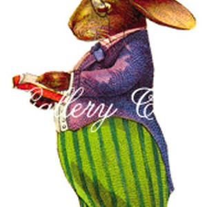 Vintage EASTER BUNNY Instant Download Rabbit Clip Art for Gift Tags Greeting Cards Scrapbooking Arts and Crafts by GalleryCat CS159 image 3