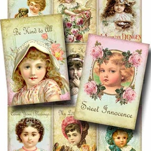 Little Ladies Digital Collage Sheet Instant Download for Paper Crafts Assemblage Tags Altered Art by GalleryCat CS54 image 1