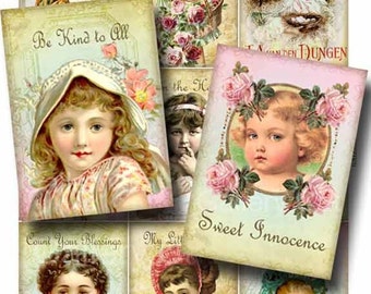 Little Ladies Digital Collage Sheet Instant Download for Paper Crafts Assemblage Tags Altered Art by GalleryCat CS54