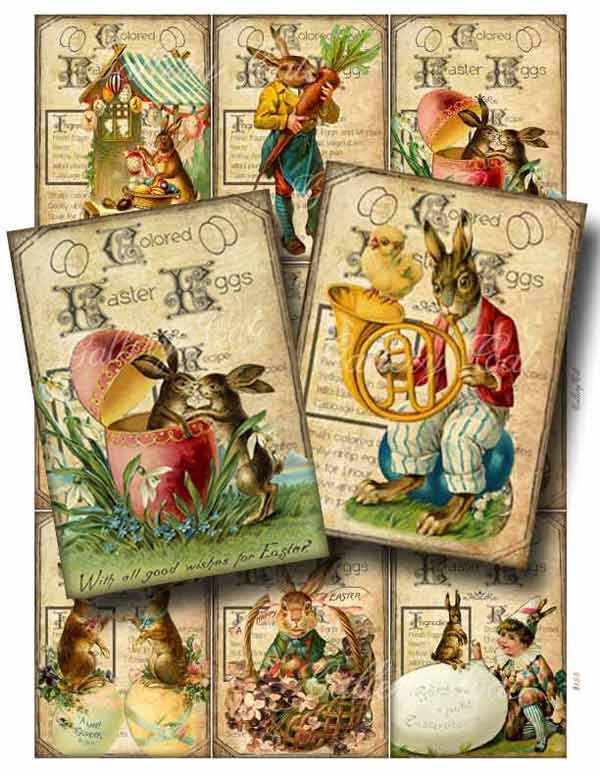 Vintage EASTER EGG Digital Collage Sheet Printable Instant Download S…