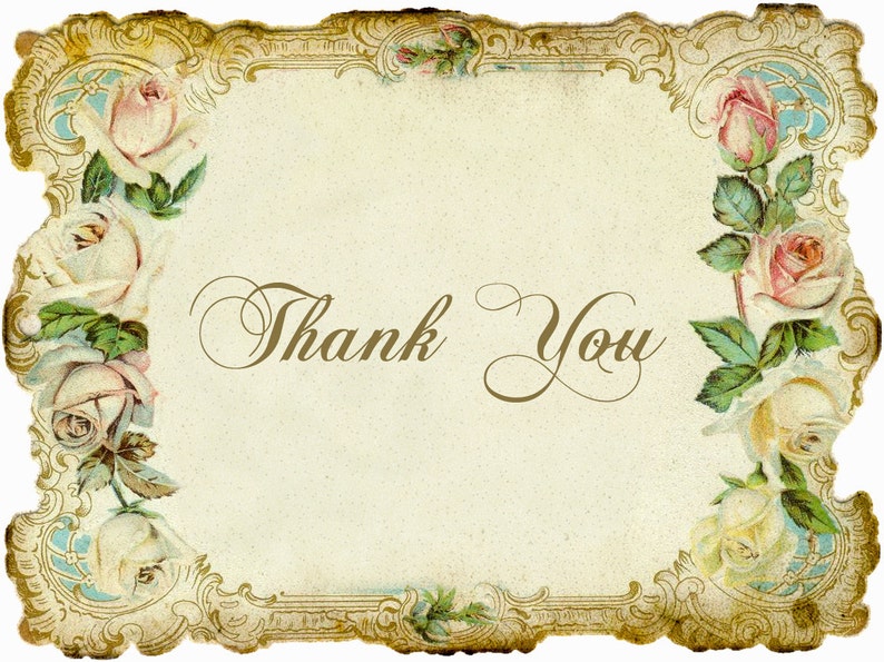 Vintage THANK YOU Card Digital Collage Sheet Instant Download - Etsy